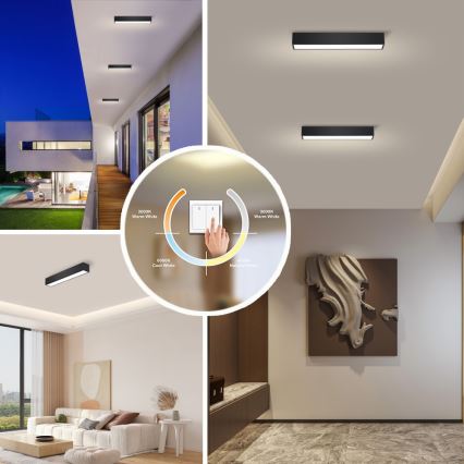 Immax NEO 07254L - LED Stmívatelné stropní svítidlo NEO LITE LUNGO LED/20W/230V 3000-6000K Wi-Fi Tuya černá + dálkové ovládání