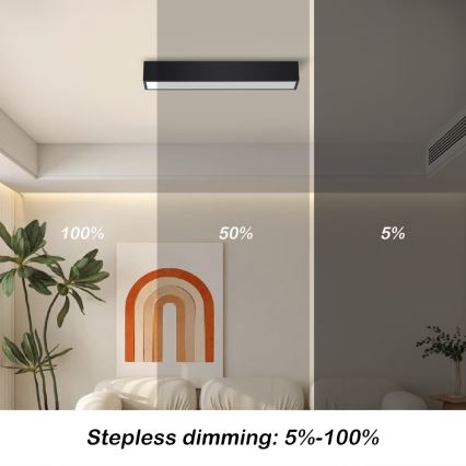 Immax NEO 07254L - LED Stmívatelné stropní svítidlo NEO LITE LUNGO LED/20W/230V 3000-6000K Wi-Fi Tuya černá + dálkové ovládání