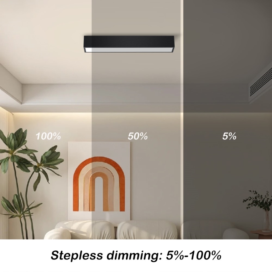 Immax NEO 07254L - LED Stmívatelné stropní svítidlo NEO LITE LUNGO LED/20W/230V 3000-6000K Wi-Fi Tuya černá + dálkové ovládání