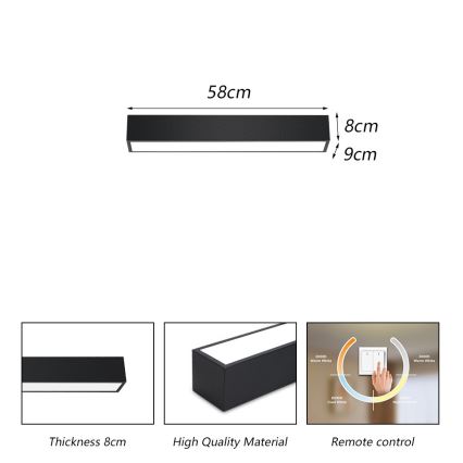 Immax NEO 07254L - LED Stmívatelné stropní svítidlo NEO LITE LUNGO LED/20W/230V 3000-6000K Wi-Fi Tuya černá + dálkové ovládání
