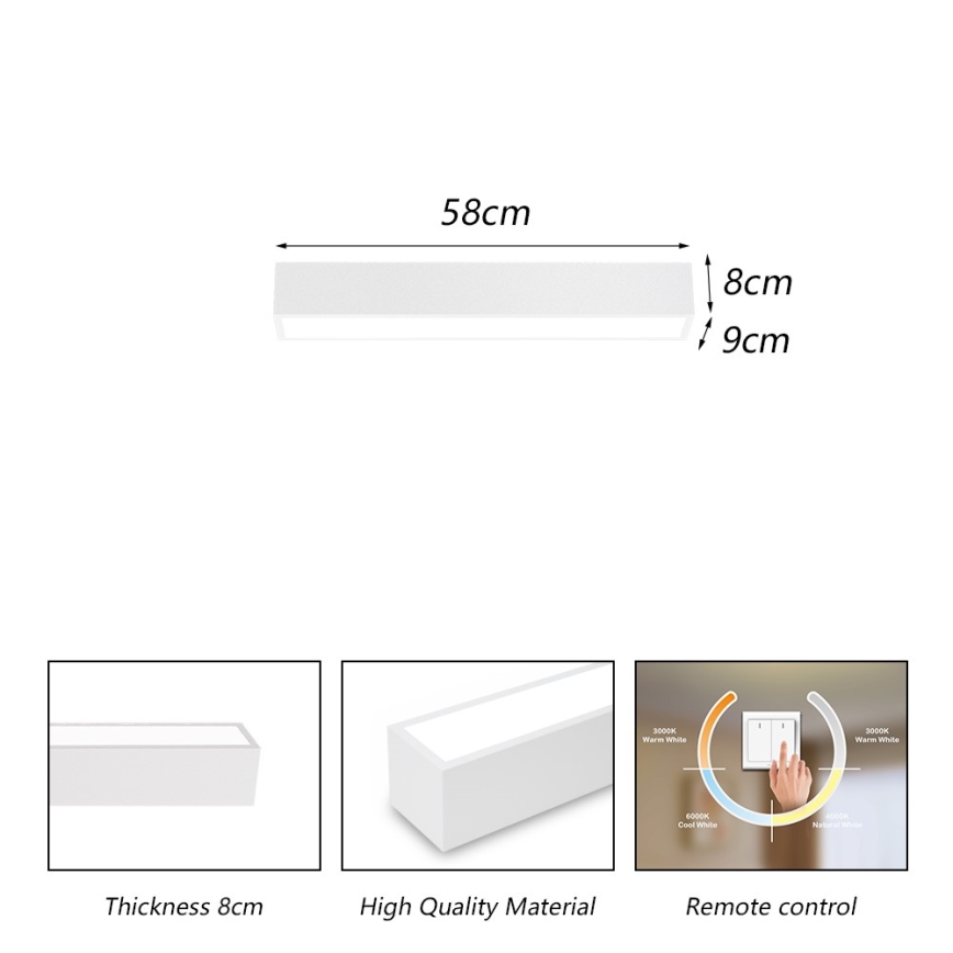 Immax NEO 07257L - LED Stmívatelné stropní svítidlo NEO LITE LUNGO LED/20W/230V 3000-6000K Wi-Fi Tuya bílá + dálkové ovládání