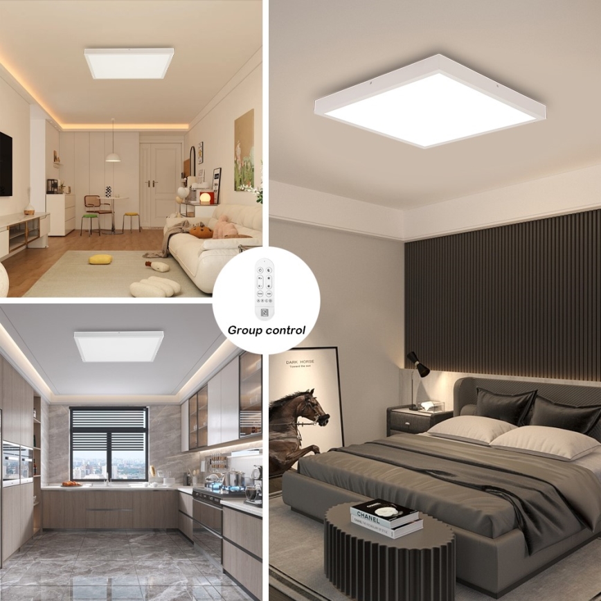 Immax NEO 07277L - LED Stmívatelné koupelnové stropní svítidlo NEO LITE FRAME LED/50W/230V IP44 Wi-Fi Tuya +dálkové ovládání bílá