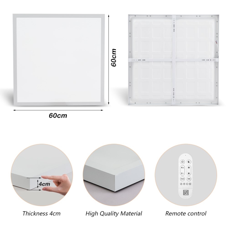 Immax NEO 07277L - LED Stmívatelné koupelnové stropní svítidlo NEO LITE FRAME LED/50W/230V IP44 Wi-Fi Tuya +dálkové ovládání bílá