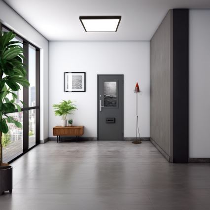 Immax NEO 07279L - LED Stmívatelné koupelnové stropní svítidlo NEO LITE FRAME LED/50W/230V IP44 Wi-Fi Tuya + dálkové ovládání černá