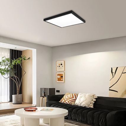 Immax NEO 07279L - LED Stmívatelné koupelnové stropní svítidlo NEO LITE FRAME LED/50W/230V IP44 Wi-Fi Tuya + dálkové ovládání černá