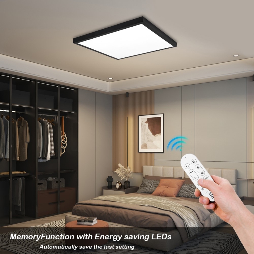 Immax NEO 07279L - LED Stmívatelné koupelnové stropní svítidlo NEO LITE FRAME LED/50W/230V IP44 Wi-Fi Tuya + dálkové ovládání černá
