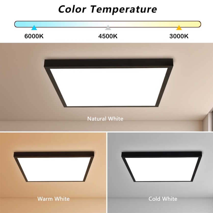 Immax NEO 07279L - LED Stmívatelné koupelnové stropní svítidlo NEO LITE FRAME LED/50W/230V IP44 Wi-Fi Tuya + dálkové ovládání černá