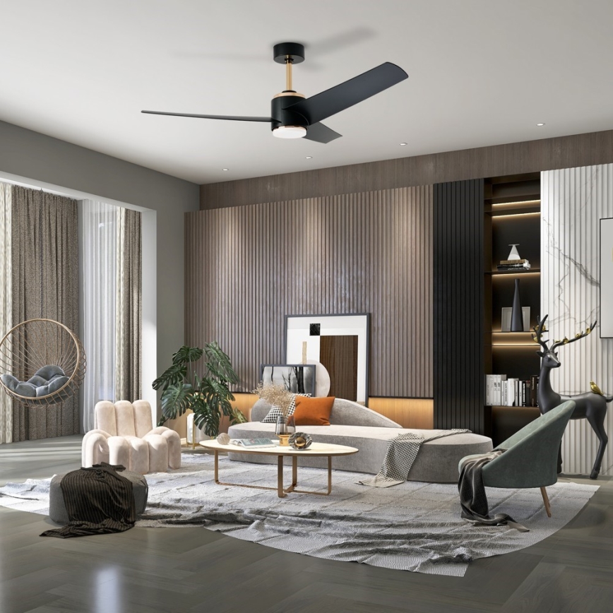 Immax NEO 07280L - LED Stmívatelný stropní ventilátor BEAUTY LED/18W/230V Wi-Fi Tuya černá + dálkové ovládání