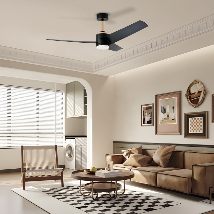 Immax NEO 07280L - LED Stmívatelný stropní ventilátor BEAUTY LED/18W/230V Wi-Fi Tuya černá + dálkové ovládání