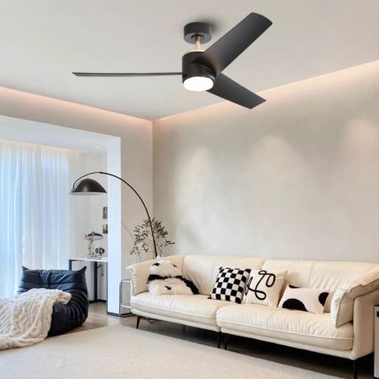 Immax NEO 07280L - LED Stmívatelný stropní ventilátor BEAUTY LED/18W/230V Wi-Fi Tuya černá + dálkové ovládání