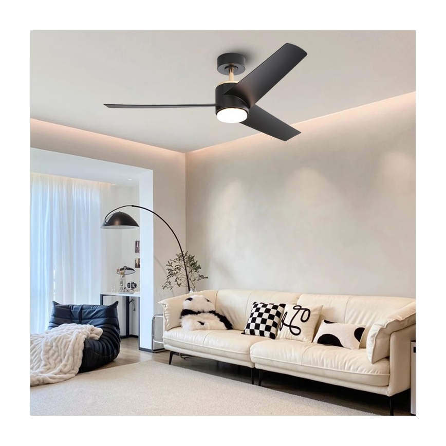 Immax NEO 07280L - LED Stmívatelný stropní ventilátor BEAUTY LED/18W/230V Wi-Fi Tuya černá + dálkové ovládání