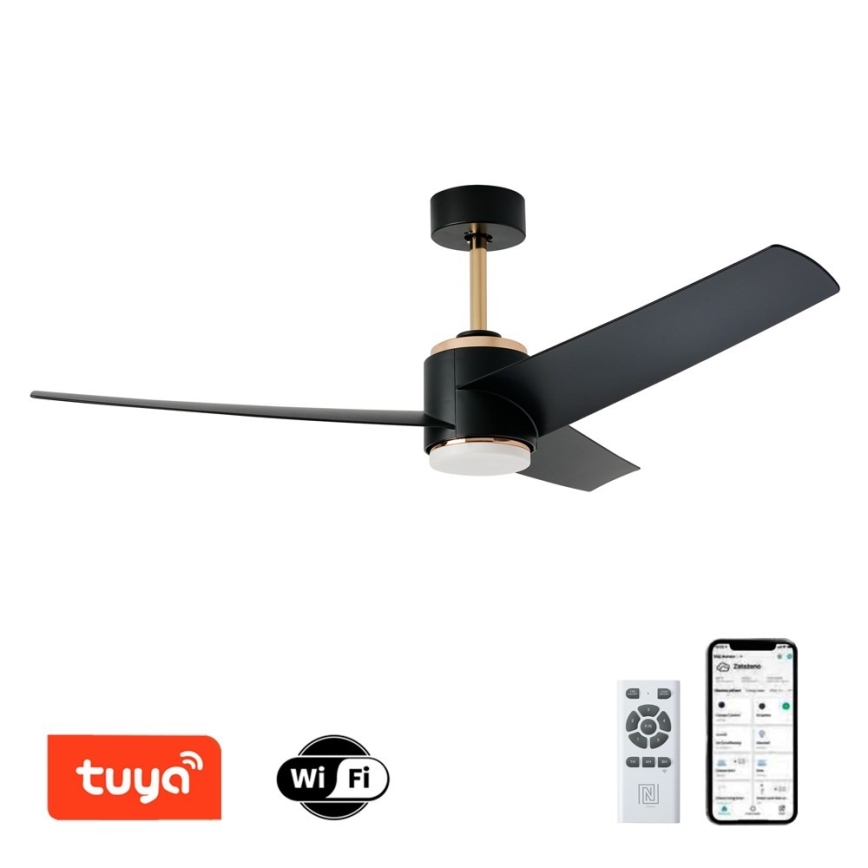Immax NEO 07280L - LED Stmívatelný stropní ventilátor BEAUTY LED/18W/230V Wi-Fi Tuya černá + dálkové ovládání