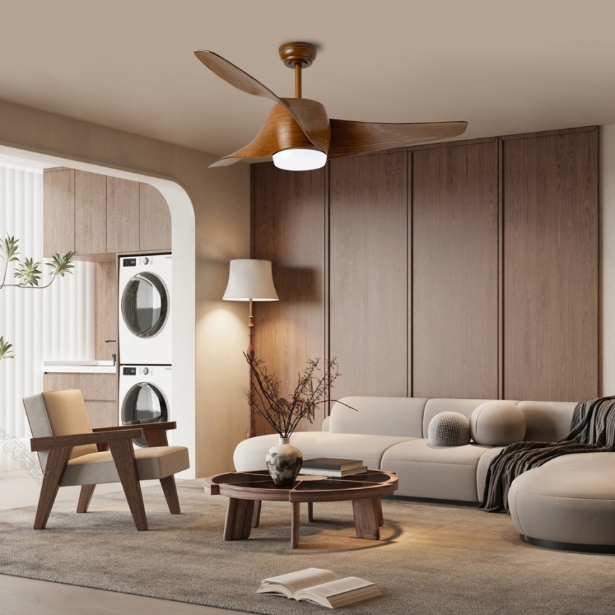 Immax NEO 07286L - LED Stmívatelný stropní ventilátor WAVE LED/18W/230V Wi-Fi Tuya hnědá + dálkové ovládání