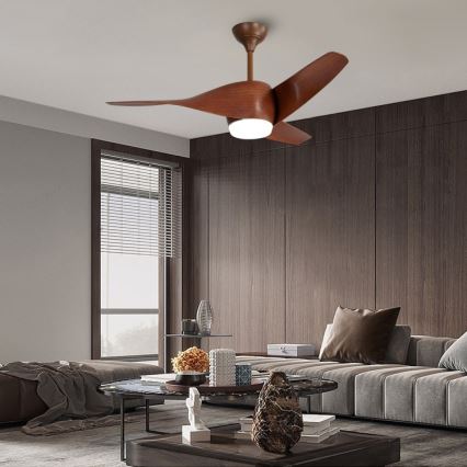 Immax NEO 07286L - LED Stmívatelný stropní ventilátor WAVE LED/18W/230V Wi-Fi Tuya hnědá + dálkové ovládání