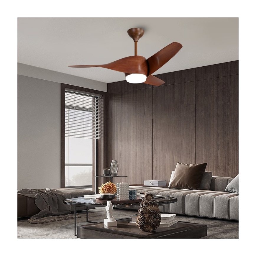 Immax NEO 07286L - LED Stmívatelný stropní ventilátor WAVE LED/18W/230V Wi-Fi Tuya hnědá + dálkové ovládání