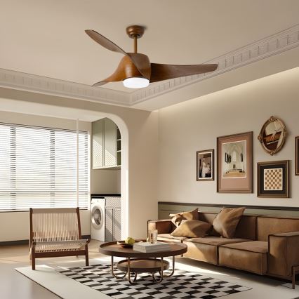 Immax NEO 07286L - LED Stmívatelný stropní ventilátor WAVE LED/18W/230V Wi-Fi Tuya hnědá + dálkové ovládání