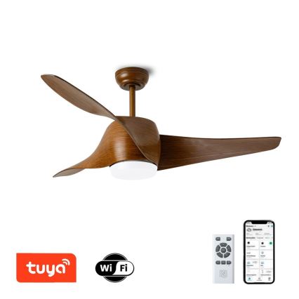 Immax NEO 07286L - LED Stmívatelný stropní ventilátor WAVE LED/18W/230V Wi-Fi Tuya hnědá + dálkové ovládání