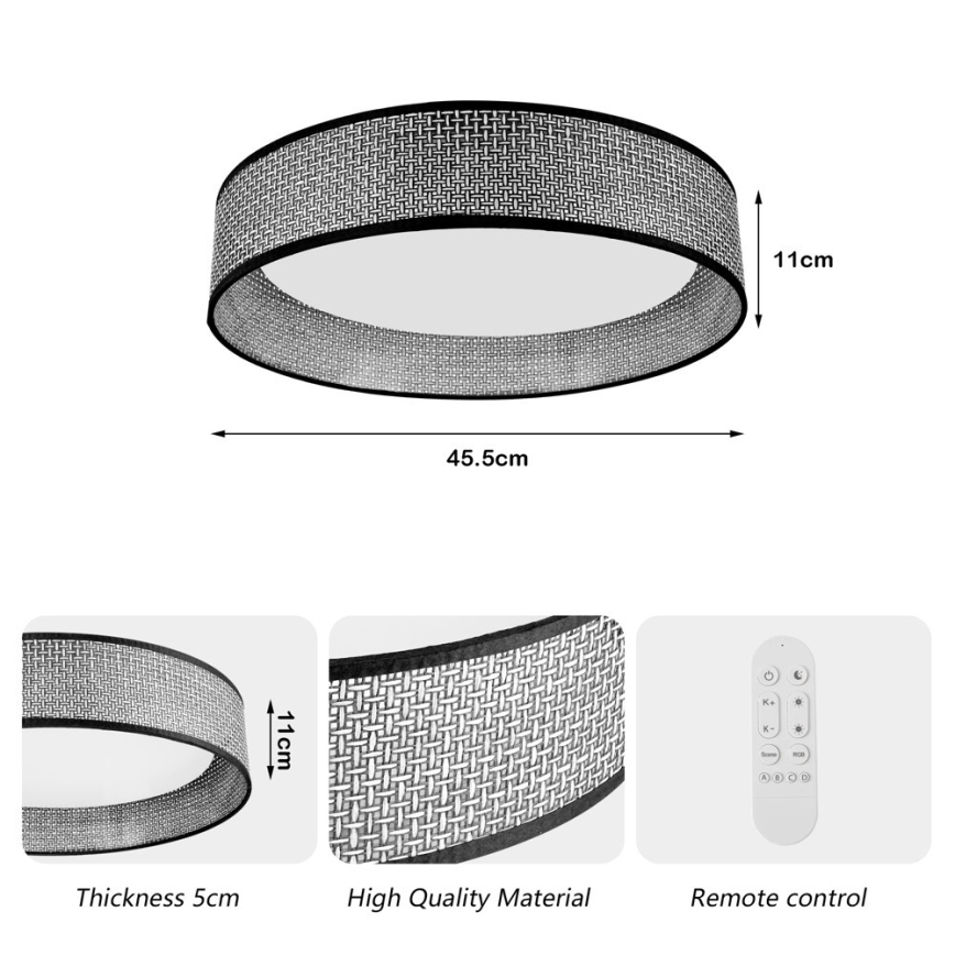 Immax NEO 07287L - LED+CCT Stmívatelné stropní svítidlo LONA LED/36W/230V 3000-6000K Wi-Fi Tuya pr. 45,5 cm+ dálkové ovládání