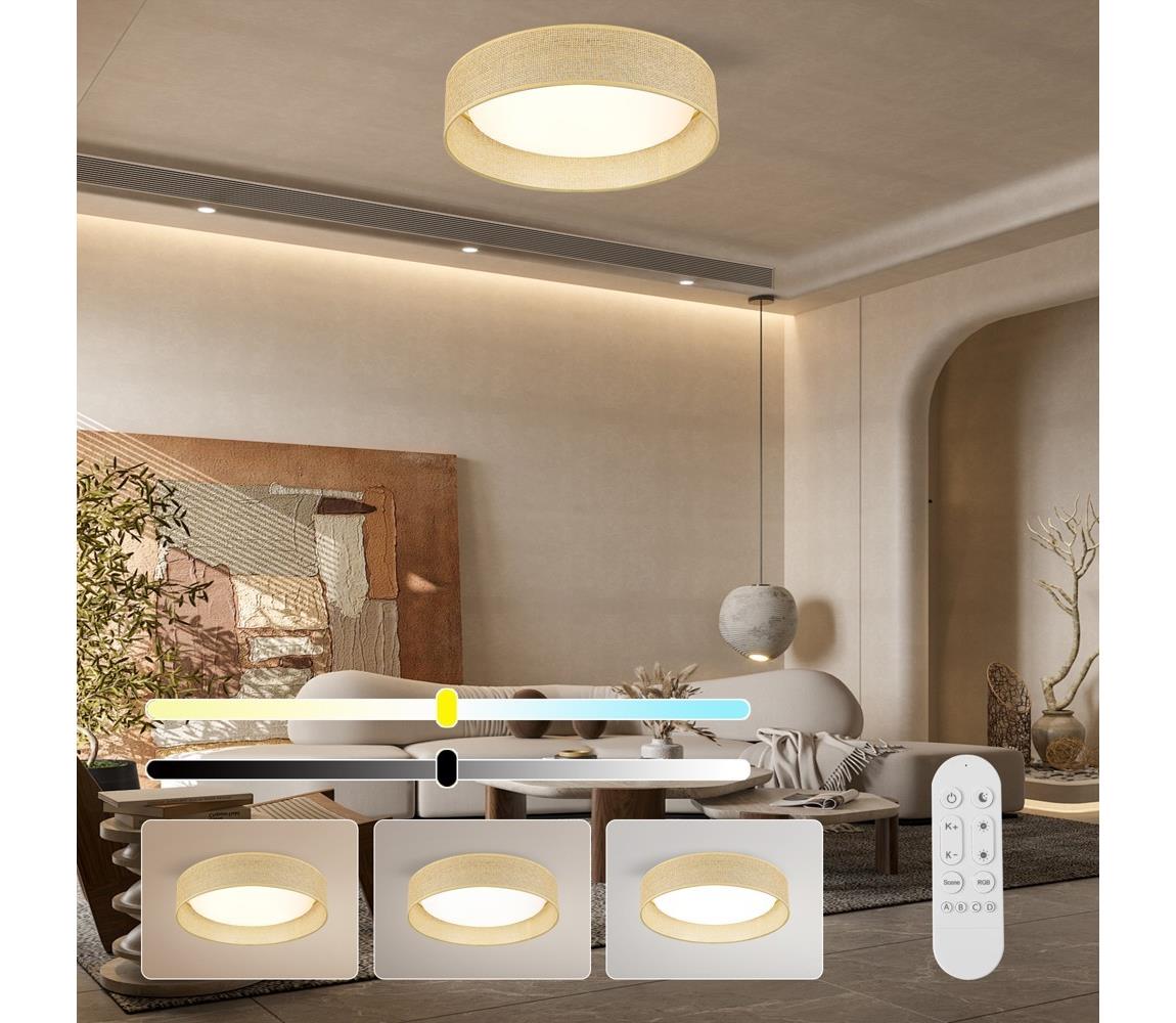 NEO 07289L - LED+CCT Stm stropní svítidlo LONA 36W/230V pr. 45,5 cm+ DO 07289L Béžová