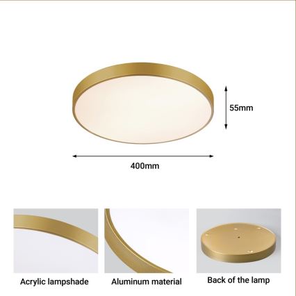 Immax NEO 07292L - LED Stmívatelné stropní svítidlo NEO LITE SEMPLICI LED/36W/230V 3000-6000K pr. 40 cm Wi-Fi Tuya zlatá + dálkové ovládání