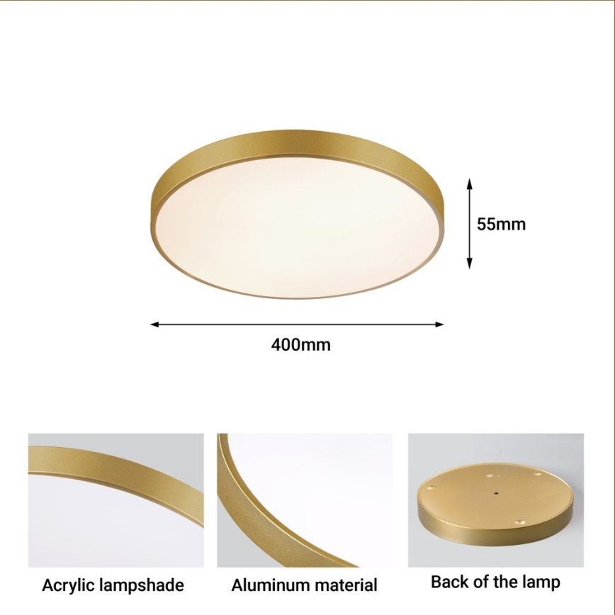 Immax NEO 07292L - LED Stmívatelné stropní svítidlo NEO LITE SEMPLICI LED/36W/230V 3000-6000K pr. 40 cm Wi-Fi Tuya zlatá + dálkové ovládání
