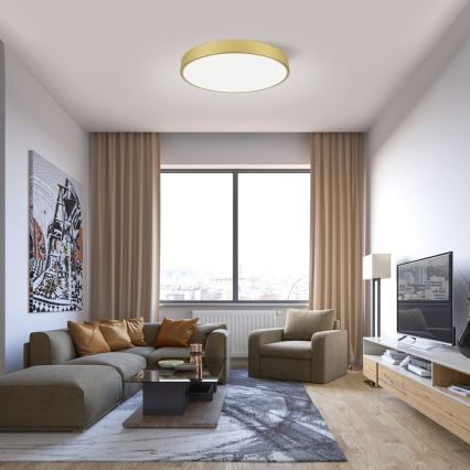 Immax NEO 07293L - LED Stmívatelné stropní svítidlo NEO LITE SEMPLICI LED/60W/230V 3000-6000K pr. 60 cm Wi-Fi Tuya zlatá + dálkové ovládání