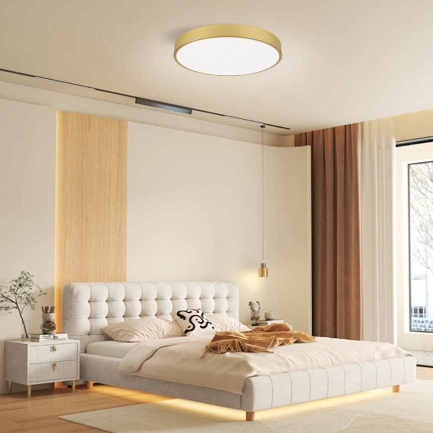 Immax NEO 07293L - LED Stmívatelné stropní svítidlo NEO LITE SEMPLICI LED/60W/230V 3000-6000K pr. 60 cm Wi-Fi Tuya zlatá + dálkové ovládání