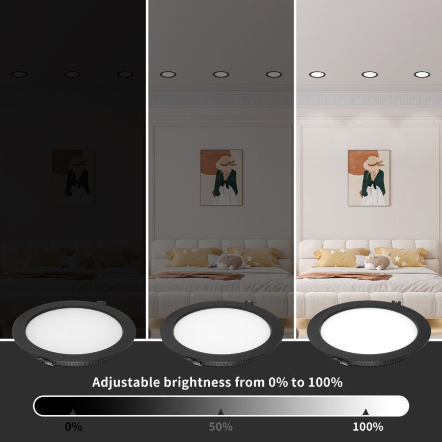 Immax NEO 07294L - LED Stmívatelné podhledové svítidlo DOWN LED/12W/230V Wi-Fi pr. 12 cm černá