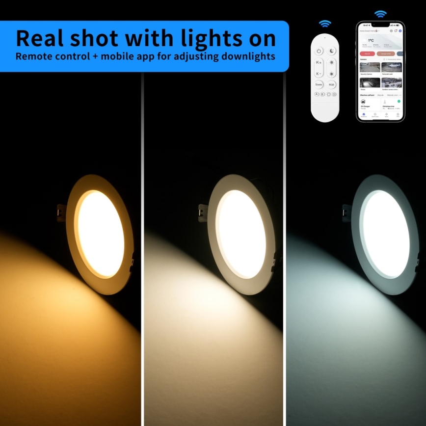 Immax NEO 07294L - LED Stmívatelné podhledové svítidlo DOWN LED/12W/230V Wi-Fi pr. 12 cm černá