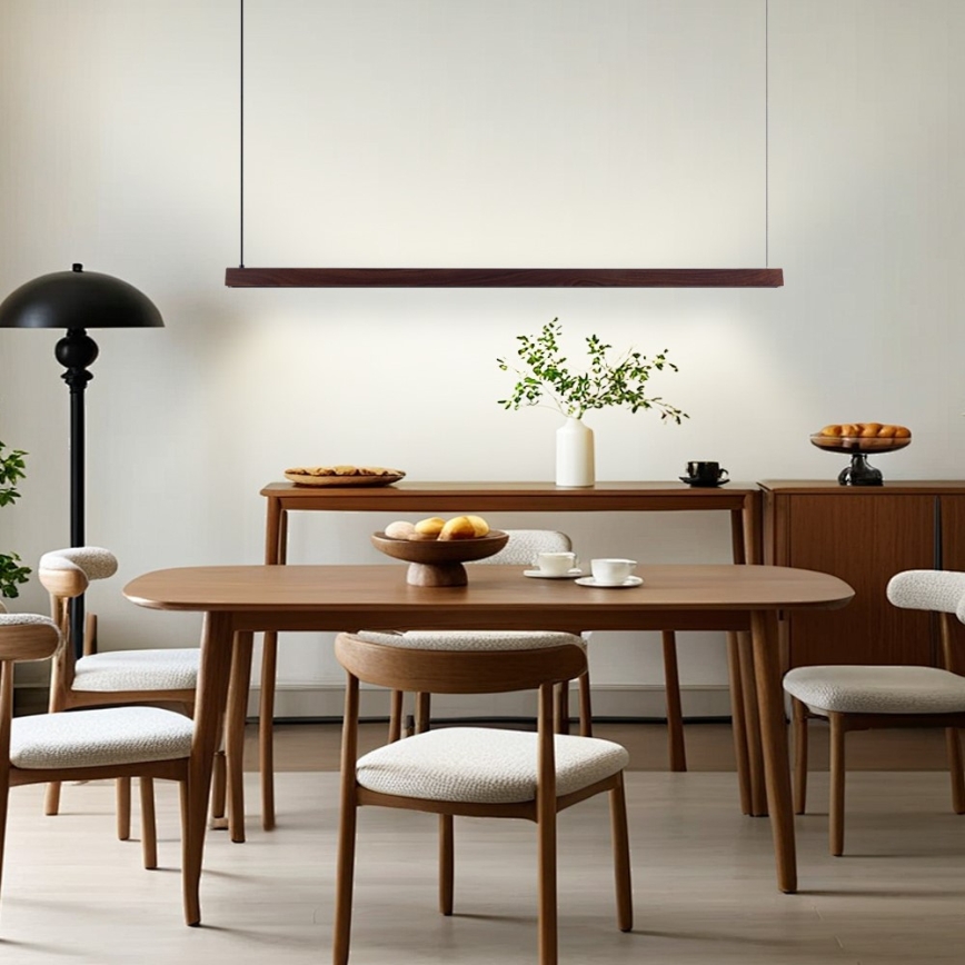 Immax NEO 07301L - LED Stmívatelný lustr na lanku MADEIRA LED/33W/230V Wi-Fi Tuya 152 cm ořech + dálkové ovládání