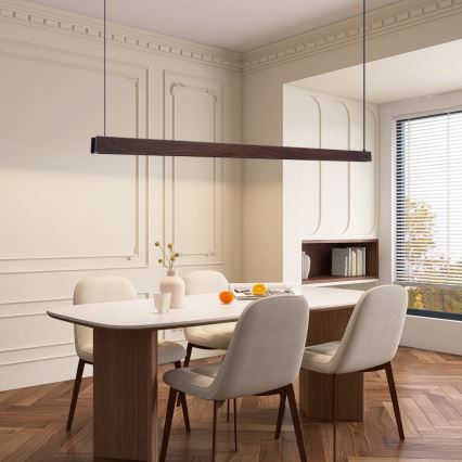 Immax NEO 07301L - LED Stmívatelný lustr na lanku MADEIRA LED/33W/230V Wi-Fi Tuya 152 cm ořech + dálkové ovládání