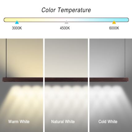 Immax NEO 07302L - LED Stmívatelný lustr na lanku MADEIRA LED/44W/230V Wi-Fi Tuya 202 cm ořech + dálkové ovládání