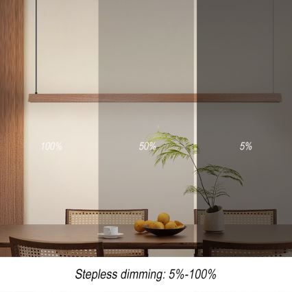 Immax NEO 07304L - LED Stmívatelný lustr na lanku MADEIRA LED/33W/230V Wi-Fi Tuya 152 cm dub + dálkové ovládání