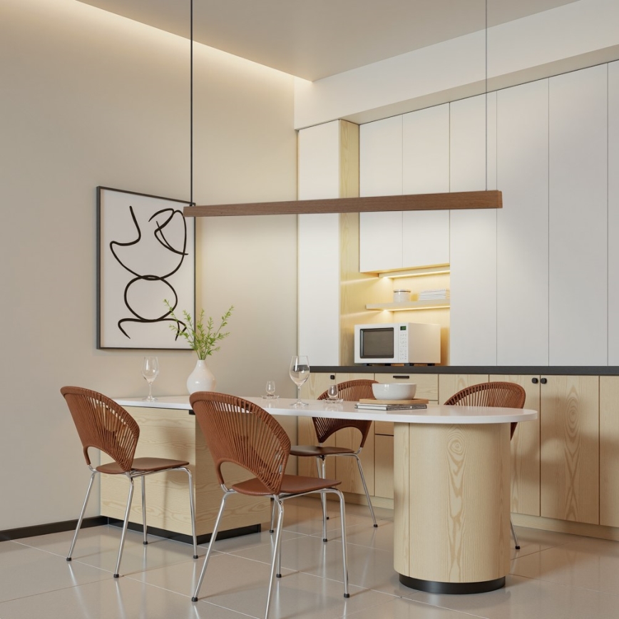 Immax NEO 07304L - LED Stmívatelný lustr na lanku MADEIRA LED/33W/230V Wi-Fi Tuya 152 cm dub + dálkové ovládání