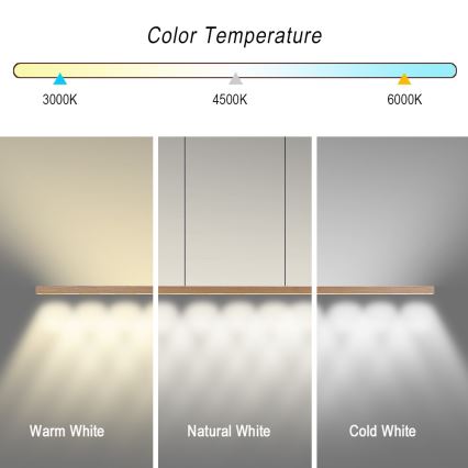 Immax NEO 07310L - LED Stmívatelný lustr na lanku se senzorem MADEIRA LED/37W/230V 157 cm jasan