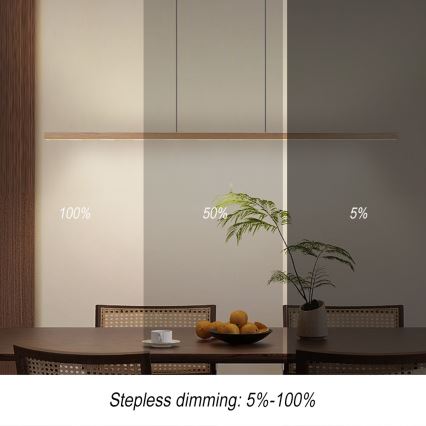 Immax NEO 07310L - LED Stmívatelný lustr na lanku se senzorem MADEIRA LED/37W/230V 157 cm jasan