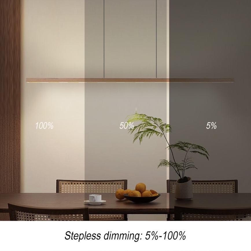 Immax NEO 07310L - LED Stmívatelný lustr na lanku se senzorem MADEIRA LED/37W/230V 157 cm jasan