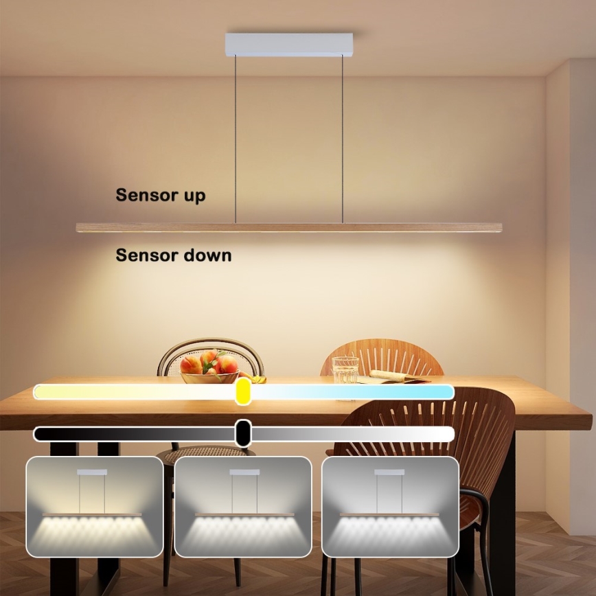 Immax NEO 07310L - LED Stmívatelný lustr na lanku se senzorem MADEIRA LED/37W/230V 157 cm jasan