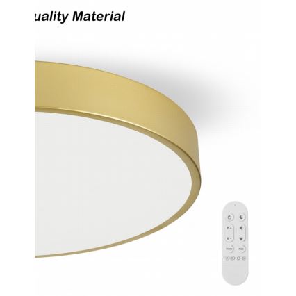 Immax NEO 07311L - LED Stmívatelné stropní svítidlo SEMPLICI LED/96W/230V pr. 80 cm Wi-Fi Tuya zlatá + dálkové ovládání