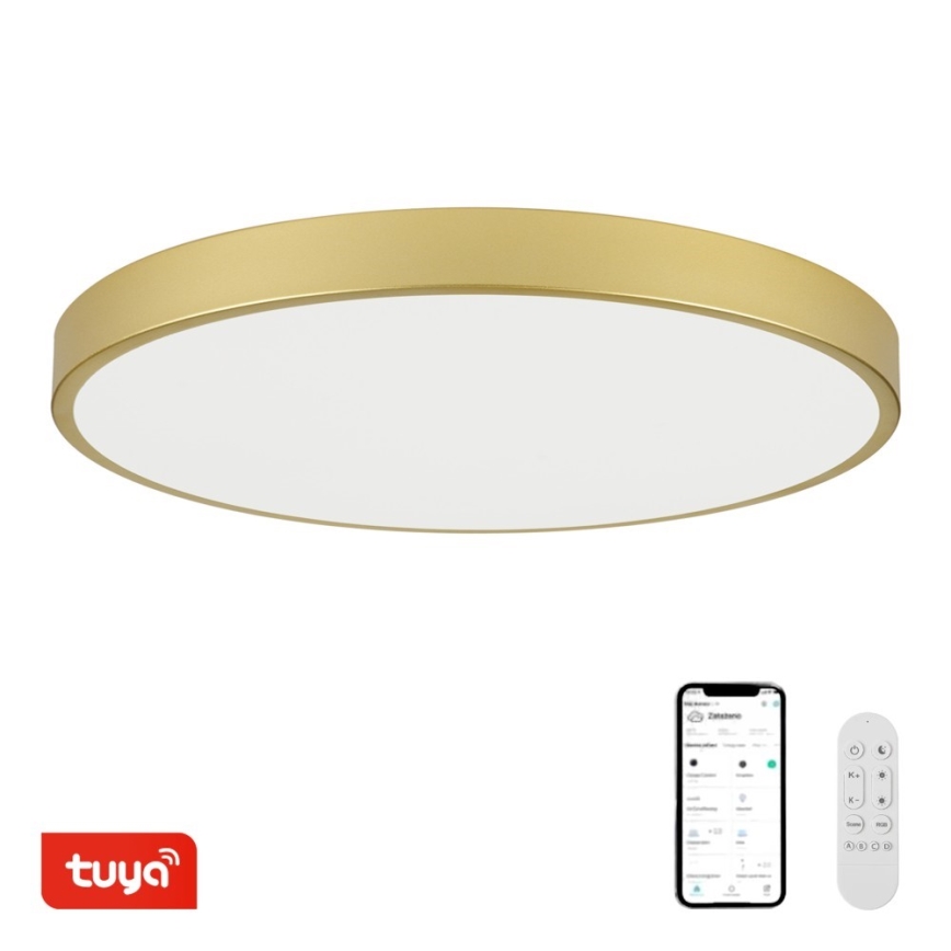 Immax NEO 07312L - LED Stmívatelné stropní svítidlo SEMPLICI LED/128W/230V pr. 100 cm Wi-Fi Tuya zlatá + dálkové ovládání