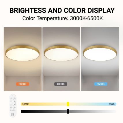 Immax NEO 07312L - LED Stmívatelné stropní svítidlo SEMPLICI LED/128W/230V pr. 100 cm Wi-Fi Tuya zlatá + dálkové ovládání