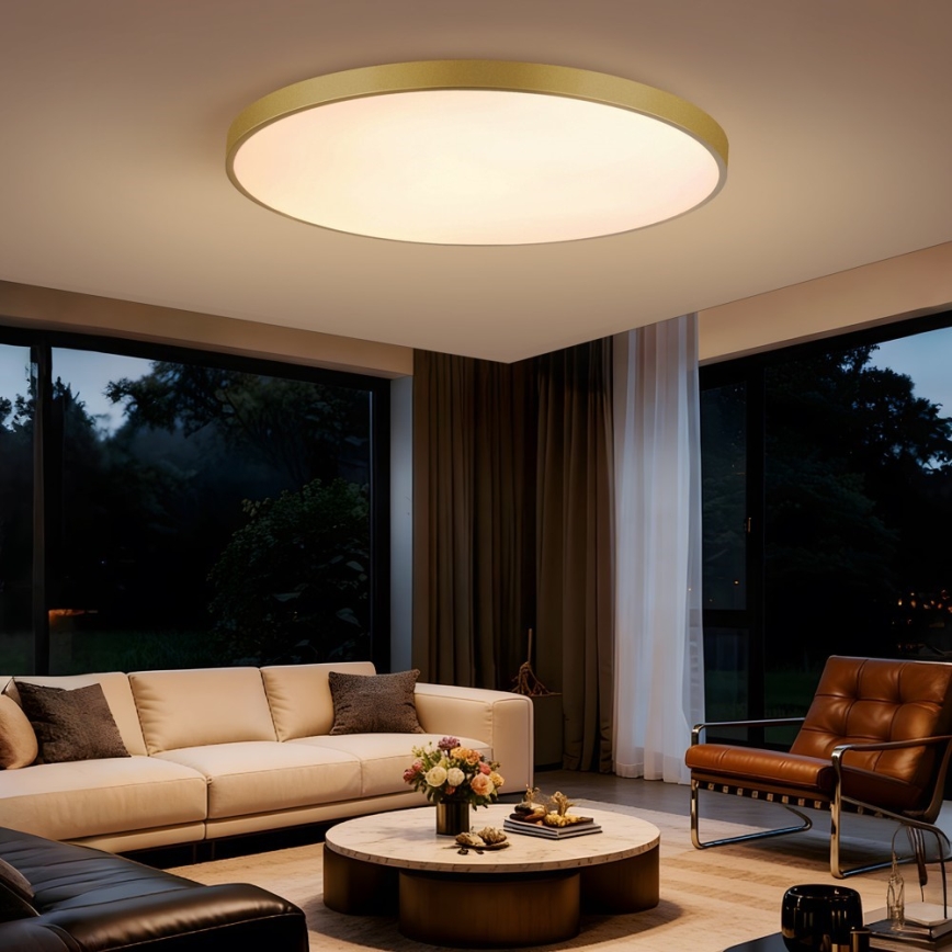 Immax NEO 07312L - LED Stmívatelné stropní svítidlo SEMPLICI LED/128W/230V pr. 100 cm Wi-Fi Tuya zlatá + dálkové ovládání
