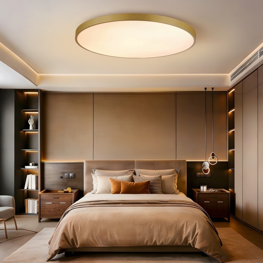 Immax NEO 07312L - LED Stmívatelné stropní svítidlo SEMPLICI LED/128W/230V pr. 100 cm Wi-Fi Tuya zlatá + dálkové ovládání