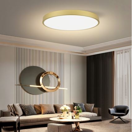Immax NEO 07312L - LED Stmívatelné stropní svítidlo SEMPLICI LED/128W/230V pr. 100 cm Wi-Fi Tuya zlatá + dálkové ovládání