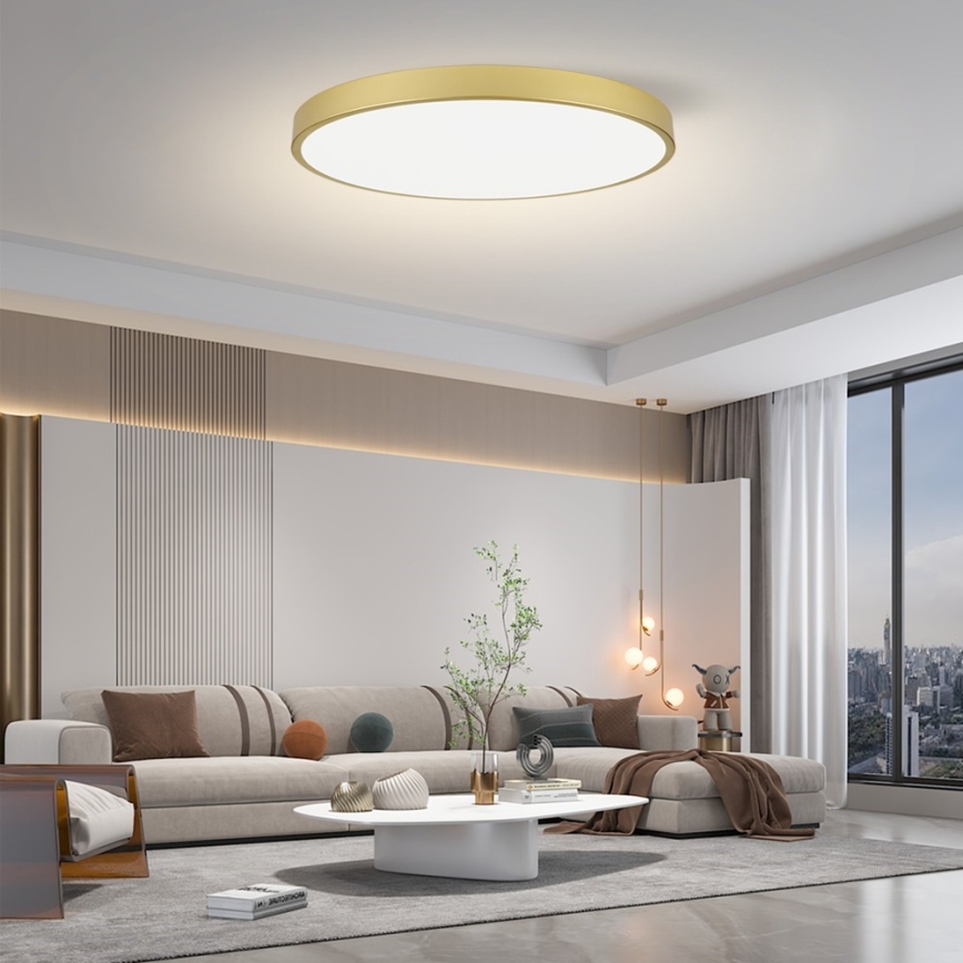 Immax NEO 07312L - LED Stmívatelné stropní svítidlo SEMPLICI LED/128W/230V pr. 100 cm Wi-Fi Tuya zlatá + dálkové ovládání