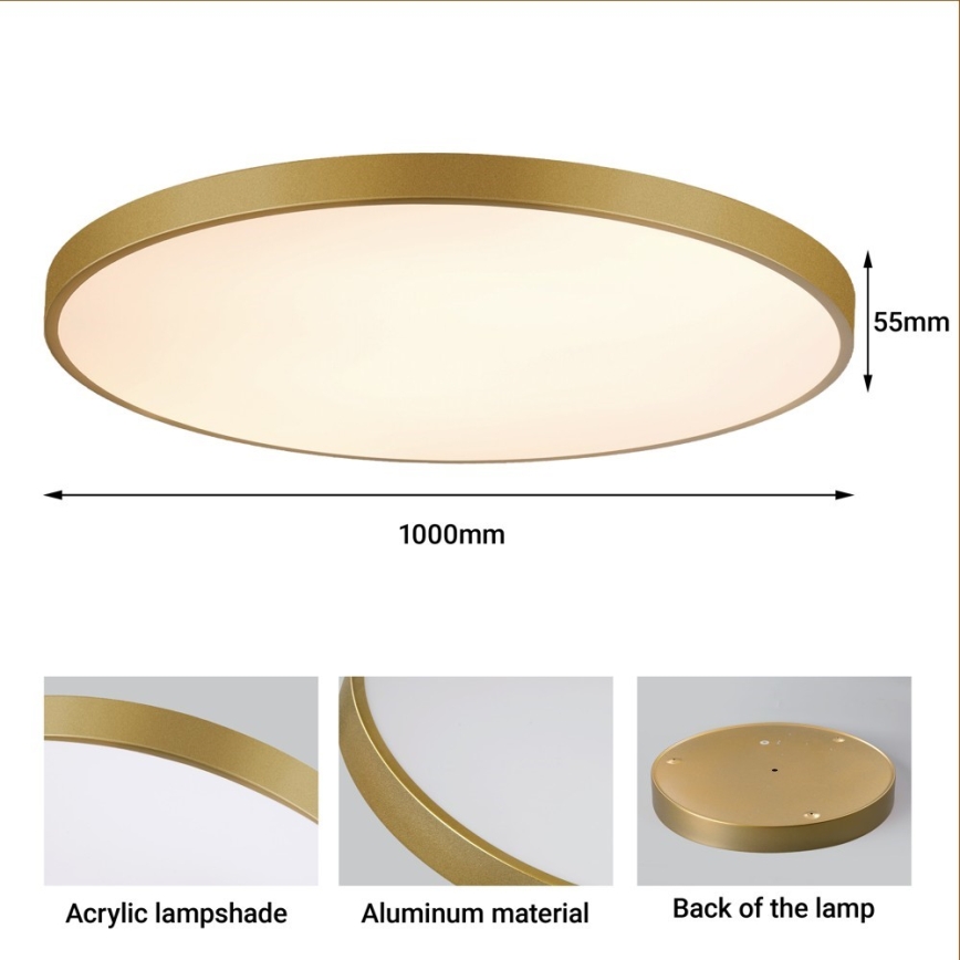 Immax NEO 07312L - LED Stmívatelné stropní svítidlo SEMPLICI LED/128W/230V pr. 100 cm Wi-Fi Tuya zlatá + dálkové ovládání