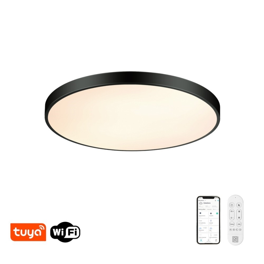 Immax NEO 07313L - LED Stmívatelné stropní svítidlo SEMPLICI LED/96W/230V pr. 80 cm Wi-Fi Tuya černá + dálkové ovládání