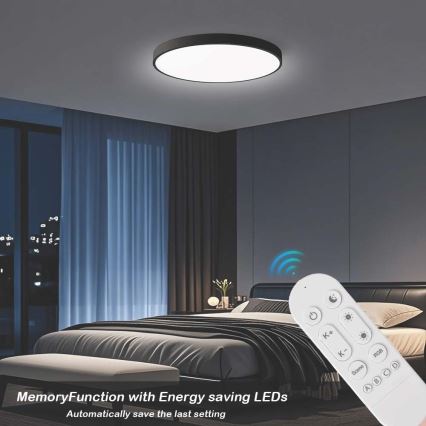 Immax NEO 07313L - LED Stmívatelné stropní svítidlo SEMPLICI LED/96W/230V pr. 80 cm Wi-Fi Tuya černá + dálkové ovládání
