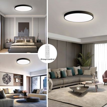 Immax NEO 07313L - LED Stmívatelné stropní svítidlo SEMPLICI LED/96W/230V pr. 80 cm Wi-Fi Tuya černá + dálkové ovládání