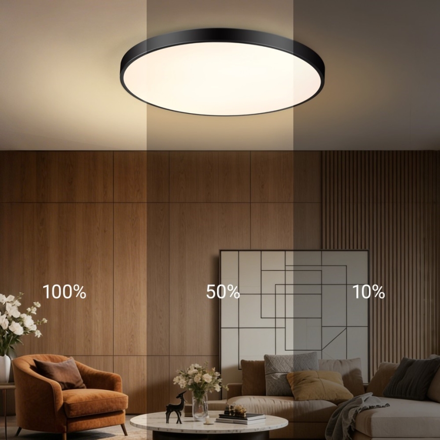 Immax NEO 07313L - LED Stmívatelné stropní svítidlo SEMPLICI LED/96W/230V pr. 80 cm Wi-Fi Tuya černá + dálkové ovládání